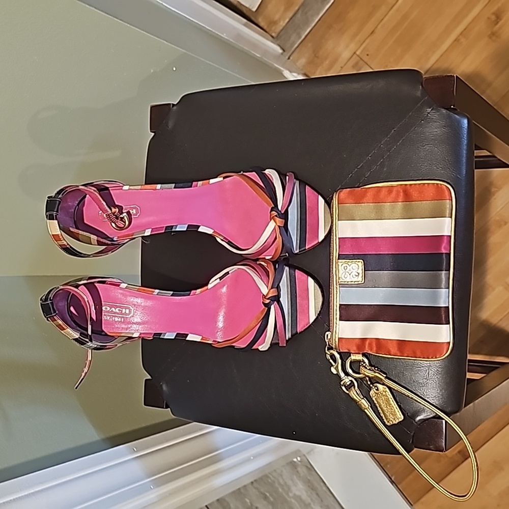 Colorful Coach Sandals w/ matching wristlet